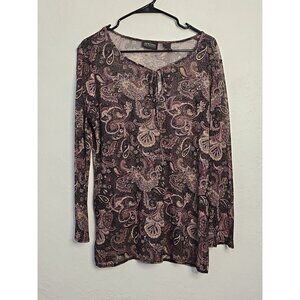 New York & Co Womens Sheer Tunic Paisley Floral Sz Large Fairygrunge Whimsigoth